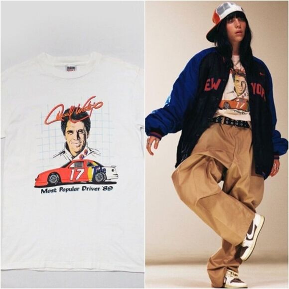 Vintage NASCAR Darrell Waltrip BILLIE EILISH T-Shirt #17 Most Popular Driver '89 - Picture 1 of 9